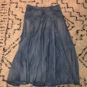 Juliette long vintage style denim skirt